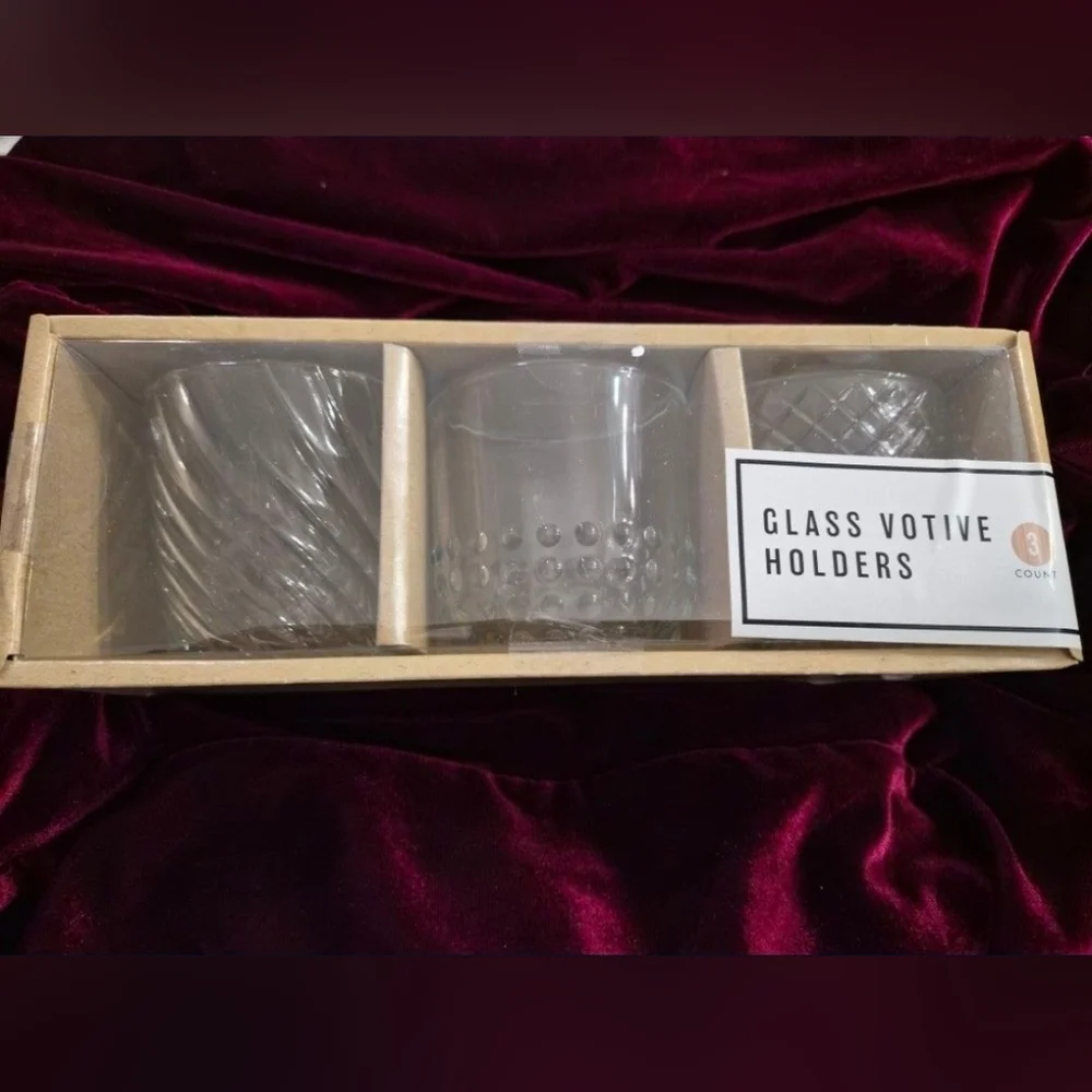Three Pack Clear Glass Votive Candle Holders